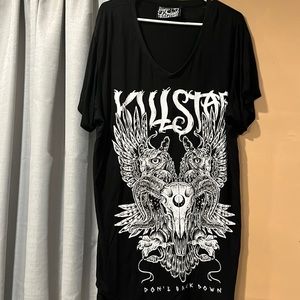 Killstar owls and cow skull graphic tee tunic womens xxl
